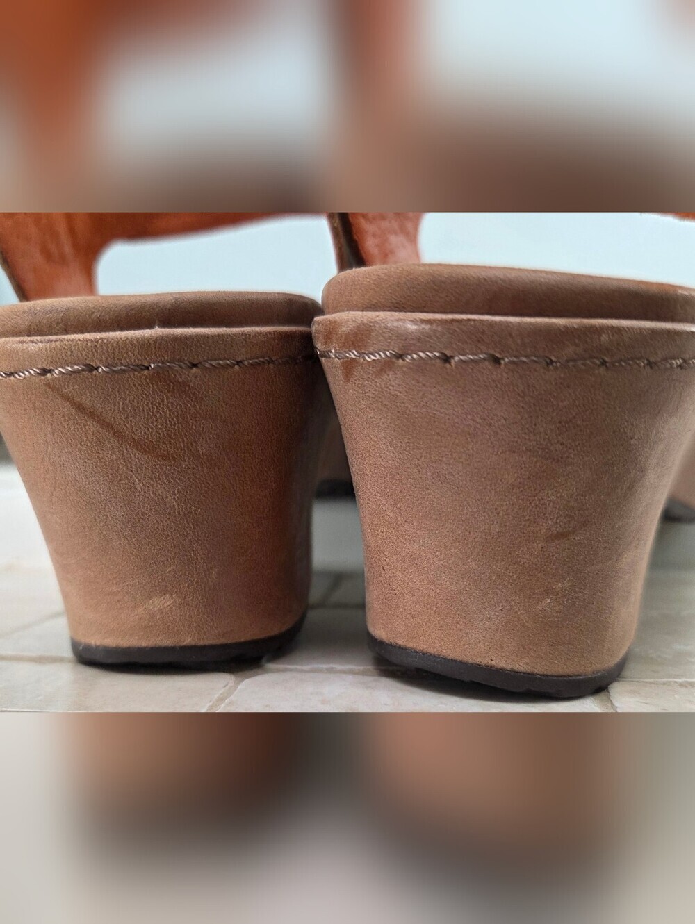 Ariat Sandy Brown Leather Comfort Wedge Brown Sandals Size 8B - Picture 5 of 10